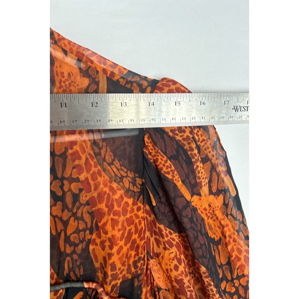 Farm Rio Giraffes Puff Sleeve Tiered Chiffon Maxi Dress XS Burnt Orange RP$315 - Picture 12 of 16